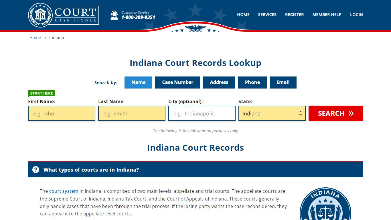 Indiana Court Records Lookup - IN Court Case Search